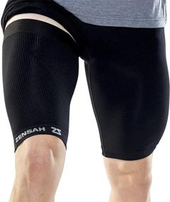 img 4 attached to 🏃 Zensah Thigh Compression Sleeve – Enhanced Hamstring and Quad Support for Men and Women - Thigh Sleeve Wrap, Perfect for Running, Sports, and Groin Injuries