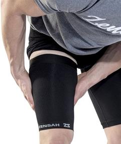 img 3 attached to 🏃 Zensah Thigh Compression Sleeve – Enhanced Hamstring and Quad Support for Men and Women - Thigh Sleeve Wrap, Perfect for Running, Sports, and Groin Injuries