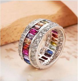 img 2 attached to 💍 Stunning Multicolor Wedding Ring for Women - Perfect Mother's Day Gift for Mom - Available in Various Ring Sizes: 6 7 8 9 10 11 12