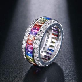 img 3 attached to 💍 Stunning Multicolor Wedding Ring for Women - Perfect Mother's Day Gift for Mom - Available in Various Ring Sizes: 6 7 8 9 10 11 12