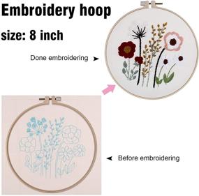 img 2 attached to 🧵 3 Pack Embroidery Starter Kit: Stamped Cross Stitch Hand Embroidery with Floral Pattern on Clothes, Plastic Hoop, Color Threads, Instructions, Scissor - Ideal for Adult Beginners