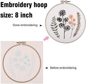 img 1 attached to 🧵 3 Pack Embroidery Starter Kit: Stamped Cross Stitch Hand Embroidery with Floral Pattern on Clothes, Plastic Hoop, Color Threads, Instructions, Scissor - Ideal for Adult Beginners