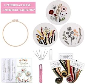 img 3 attached to 🧵 3 Pack Embroidery Starter Kit: Stamped Cross Stitch Hand Embroidery with Floral Pattern on Clothes, Plastic Hoop, Color Threads, Instructions, Scissor - Ideal for Adult Beginners