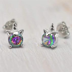 img 1 attached to Colorful Zirconia Earrings Sterling Hypoallergenic