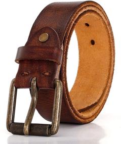 img 4 attached to 👔 Timeless Grain Leather Men's Accessories with a Classic Single Buckle: Elevate Your Style