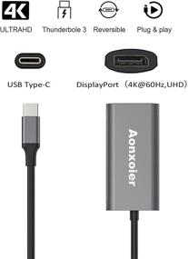 img 2 attached to 🔌 Адаптер USB C к DisplayPort - 4K@60Гц, 2K@144Гц - Идеально подходит для домашнего офиса. Совместим с MacBook Pro, MacBook Air, iPad Pro, XPS 15/13, Spectre, Surface и другими.