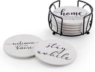 🏠 hoomey farmhouse coasters for drinks - set of 6 absorbent coasters with holder for effective protection and farmhouse style décor - perfect housewarming gifts for new homes logo