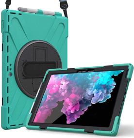 img 4 attached to 📱 ProCase Surface Pro 7 / Pro 6 / Surface Pro 5 / Pro 4 / Pro LTE Case – Teal: Full Body Hybrid Protective Case with 360 Degree Rotatable Design, Hand Strap, Shoulder Belt, Kickstand