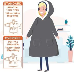 img 2 attached to 🧥 EHEYCIGA Sherpa Blanket Hoodie Sweatshirt - Grey, Regular & Oversized - Wearable Blanket for Women, Men, and Kids - Lightweight, Warm, and Cozy