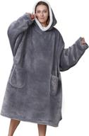 🧥 eheyciga sherpa blanket hoodie sweatshirt - grey, regular & oversized - wearable blanket for women, men, and kids - lightweight, warm, and cozy logo