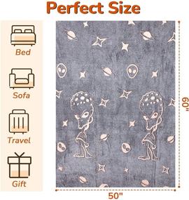 img 1 attached to 🛸 Glow in The Dark Alien Pattern Throw Blanket - Fuzzy Warm Soft Blanket for Teenagers, Boys, Girls, and Women - Christmas Gifts - 50 x 60 inches - Gray