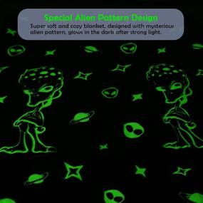 img 3 attached to 🛸 Glow in The Dark Alien Pattern Throw Blanket - Fuzzy Warm Soft Blanket for Teenagers, Boys, Girls, and Women - Christmas Gifts - 50 x 60 inches - Gray