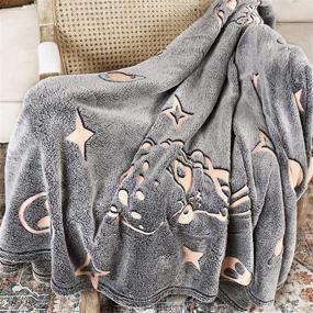 img 4 attached to 🛸 Glow in The Dark Alien Pattern Throw Blanket - Fuzzy Warm Soft Blanket for Teenagers, Boys, Girls, and Women - Christmas Gifts - 50 x 60 inches - Gray