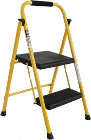 img 4 attached to EFINE 2 Step Ladder with oversized pedal, position lock, high grade steel & smooth powder coating - Sturdy, Lightweight, and holds up to 500lbs (Yellow)