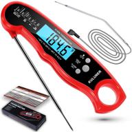 🌡️ kuluner tp-05 2 in 1 digital meat thermometer - instant read, backlight alarm function - ideal for outdoor bbq, steak, and roast turkey (red) - 2021 upgrade logo