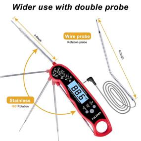 img 1 attached to 🌡️ KULUNER TP-05 2 in 1 Digital Meat Thermometer - Instant Read, Backlight Alarm Function - Ideal for Outdoor BBQ, Steak, and Roast Turkey (Red) - 2021 Upgrade