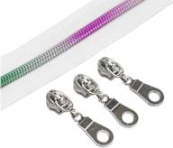 🌈 yahoga #5 colorful teeth rainbow metallic nylon coil zippers - 10 yards bulk by the yard with 25pcs silver sliders for diy sewing, tailor crafts, and bags (white tape) logo