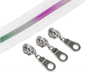 img 3 attached to 🌈 YaHoGa #5 Colorful Teeth Rainbow Metallic Nylon Coil Zippers - 10 Yards Bulk by The Yard with 25pcs Silver Sliders for DIY Sewing, Tailor Crafts, and Bags (White Tape)