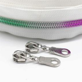 img 1 attached to 🌈 YaHoGa #5 Colorful Teeth Rainbow Metallic Nylon Coil Zippers - 10 Yards Bulk by The Yard with 25pcs Silver Sliders for DIY Sewing, Tailor Crafts, and Bags (White Tape)