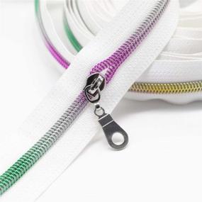 img 2 attached to 🌈 YaHoGa #5 Colorful Teeth Rainbow Metallic Nylon Coil Zippers - 10 Yards Bulk by The Yard with 25pcs Silver Sliders for DIY Sewing, Tailor Crafts, and Bags (White Tape)