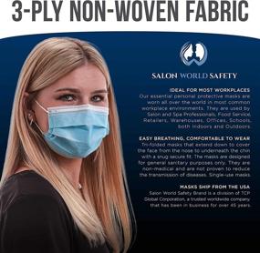 img 1 attached to TCP Global Salon World Safety - Black And Blue Colored Face Masks Variety Pack (50Ea Color = 100 Masks) Breathable Disposable 3-Ply Protective PPE With Nose Clip And Ear Loops