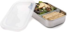 img 3 attached to 🍱 U-Konserve Divided Rectangle Stainless Steel Bento Box Lunch Container 25oz - Airtight Clear Lid - Removable 2-Section Divider - Dishwasher Safe - BPA Free