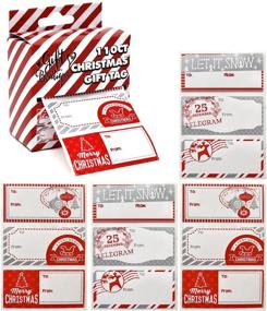 img 4 attached to 110 Count Elegant Red & Silver Christmas Sticker Gift Tags Roll Box: Personalized Holiday Self-Adhesive Name Labels for Wrapping Packages & Presents - Write On, Peel & Stick