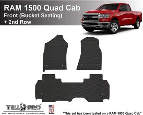 img 3 attached to 🚗 YelloPro Auto Custom Fit Heavy Duty Car Floor Mat Accessories for 2019 2021 Dodge Ram 1500 Quad Cab - All Weather Anti-Slip Liner Black Rubber [Made in USA]- Front & 2nd Row (Bucket Seating) - Premium Quality!