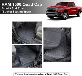 img 4 attached to 🚗 YelloPro Auto Custom Fit Heavy Duty Car Floor Mat Accessories for 2019 2021 Dodge Ram 1500 Quad Cab - All Weather Anti-Slip Liner Black Rubber [Made in USA]- Front & 2nd Row (Bucket Seating) - Premium Quality!