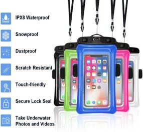 img 1 attached to PSHYX Universal 100 Feet Waterproof Phone Bag Floating Case With Arm Band For IPhone 11 12 Pro Max XS XR X 8 7 6S Plus Samsung Google LG Phone Up To 7 Inch (Pack Of 2) (Pink Green)