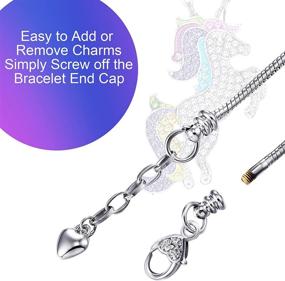 img 1 attached to 🦄 Hicarer Unicorn Sparkly Crystal Charm Bracelet Necklace Set: The Perfect Christmas or Birthday Gift for Girls and Ladies, Complete with Greeting Card Gift Box