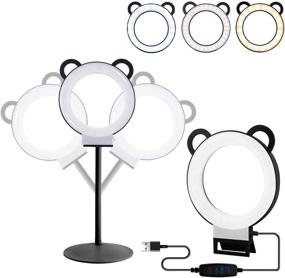 img 4 attached to 6-inch LED Ring Light Kit with Adjustable Desktop Lamp Stand - Lusweimi Mini Tabletop Light for Live Streaming, Makeup, YouTube Videos - 3 Light Modes & 11 Levels (Black)