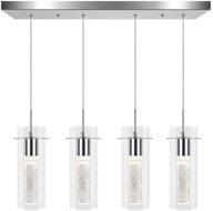 💡 partphoner pendant ceiling light fixture for kitchen island - integrated led hanging light with crystal bubble glass 26w, 4000k neutral white light - ideal for kitchen, restaurant, dining room (4 light) logo