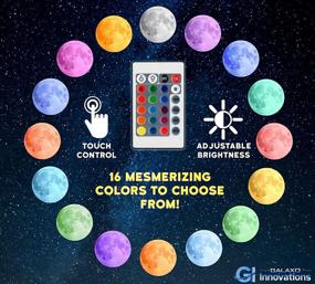 img 1 attached to Galaxo 3D Moon Lamp (5.9 inch) - Dark Wooden Stand, 16 LED Colors, Adjustable Brightness, Touch Control, Remote, USB Charging. Lunar Night Light with Gift Box - Ideal Creative Gift Idea for Modern Spaces.