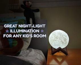 img 2 attached to Galaxo 3D Moon Lamp (5.9 inch) - Dark Wooden Stand, 16 LED Colors, Adjustable Brightness, Touch Control, Remote, USB Charging. Lunar Night Light with Gift Box - Ideal Creative Gift Idea for Modern Spaces.