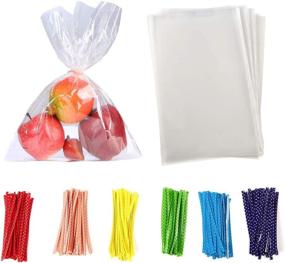 img 4 attached to 🛍️ 200 Count 9x12 Clear Flat Cellophane Treat Bags for Bakery, Popcorn, Cookies, Candies, Desserts - 1.4mil Thickness with Free Metallic Twist Ties (9x12 inches)