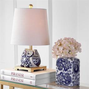 img 1 attached to 💡 Jonathan Ceramic Mini LED Lamp Justina 16" Cottage Style - Ideal for Bedroom, Living Room, Office, College Dorm, Coffee Table, Bookcase Decor - Blue/White