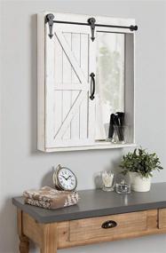 img 3 attached to Rustic White Kate and Laurel Cates Wood 🚪 Wall Storage Cabinet: Vanity Mirror & Sliding Barn Door