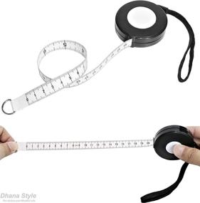 img 1 attached to Dhana Style Retractable Measuring Tape for Body, Fabric, Sewing, Tailor, Cloth Knitting, Craft - Measurements Tape 80-In/ 205cm with Mini Storage Pouch - DS-RM-Tape (BK)