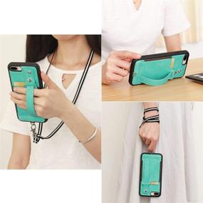 img 1 attached to 📱 TOOVREN iPhone 8 Plus Wallet Case with Card Holder Lanyard Necklace and Stand- Aqua