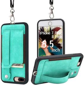img 4 attached to 📱 TOOVREN iPhone 8 Plus Wallet Case with Card Holder Lanyard Necklace and Stand- Aqua
