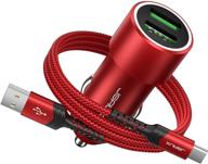 🔴 jsaux car charger 36w | fast charging | dual usb qc 3.0 | all metal design | compatible with samsung galaxy & iphone - red logo