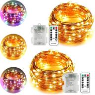 🌟 erchen dual-color battery operated led string lights - 2pack 16 ft 50 leds - color changing dimmable fairy light with remote timer - indoor outdoor decor логотип