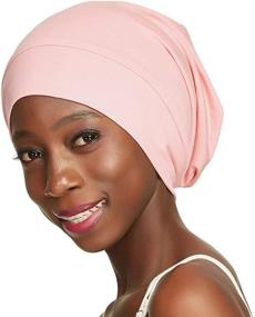 img 4 attached to 🌙 Silk Satin Lined Slap Cap for Curly Hair Women - Soft Cotton, Durable Elasticity, Perfect for Day and Night Use