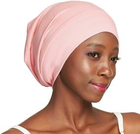 img 3 attached to 🌙 Silk Satin Lined Slap Cap for Curly Hair Women - Soft Cotton, Durable Elasticity, Perfect for Day and Night Use