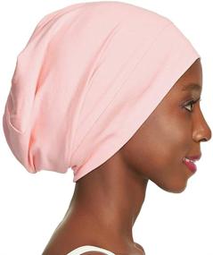 img 1 attached to 🌙 Silk Satin Lined Slap Cap for Curly Hair Women - Soft Cotton, Durable Elasticity, Perfect for Day and Night Use