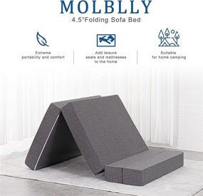 img 3 attached to 🛏️ Molblly Folding Mattress: Tri Fold Twin XL Memory Foam Topper for Sofa Bed, Camping & Play Mat