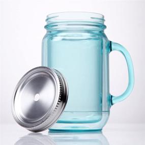 img 1 attached to Cupture 2 Vintage Blue Mason Jar Tumbler Mug - 20 oz with Stainless Steel Lid and Straw: A Perfect Blend of Style and Function