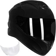 🏍️ highly ventilated ilm full face motorcycle street bike helmet - enlarged air vents, free replacement visor | dot approved for men and women (gloss black, small) logo