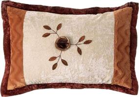 img 1 attached to 🍂 Tache Home Fashion Autumn's Last Blossom Plush Comforter Bedding Blanket Set, Twin - Fall Orange Brown Medallion Puffy Flowers Floral Patchwork